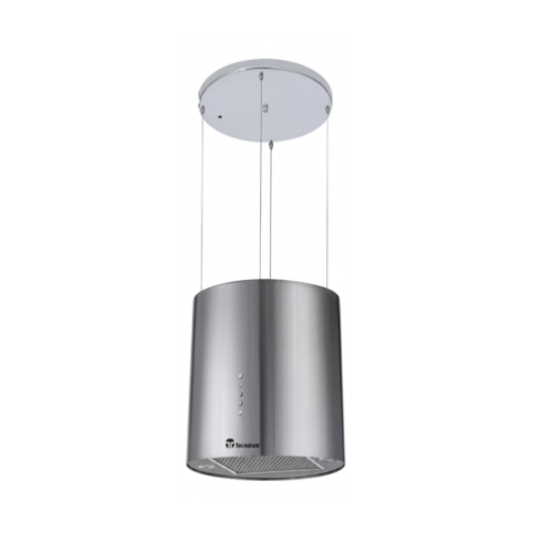 Campana de Cocina de Isla 35cm cilindrica plateada con guayas. M:Pentais.SS35  Tecnolam